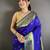 blue lichi silk blend ikkat floral motifs zari woven paithani saree