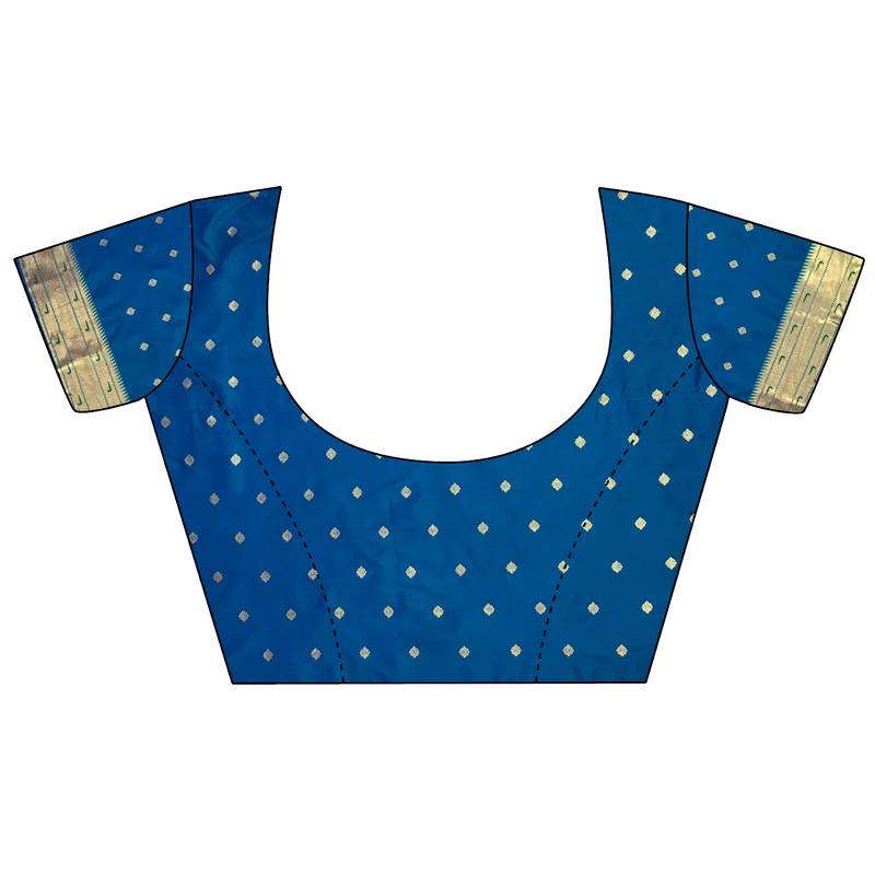 blue lichi silk blend ikkat floral motifs zari woven paithani saree