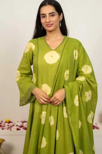 green cotton tie & dye salwar kameez 