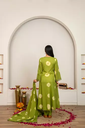 green cotton tie & dye salwar kameez 