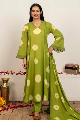 green cotton tie & dye salwar kameez 