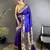 royal blue lichi silk blend floral & meena weaving zari worked paithani saree