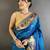 teal blue lichi silk blend floral & meena weaving zari worked paithani saree