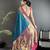 teal blue lichi silk blend peacock motifs zari weaving paithani saree