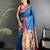 rama blue lichi silk blend peacock motifs zari weaving paithani saree
