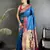 rama blue lichi silk blend peacock motifs zari weaving paithani saree