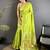 lime green lichi silk blend floral ikkat motifs zari weaving paithani saree