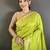 lime green lichi silk blend floral ikkat motifs zari weaving paithani saree