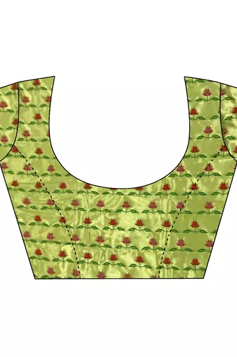 lime green lichi silk blend floral ikkat motifs zari weaving paithani saree