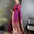 magenta lichi silk blend floral ikkat motifs zari weaving paithani saree