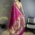 magenta lichi silk blend floral ikkat motifs zari weaving paithani saree