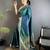 azure turquoise lichi silk blend floral ikkat motifs zari weaving paithani saree