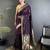 wine lichi silk blend floral ikkat motifs zari weaving paithani saree