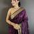 wine lichi silk blend floral ikkat motifs zari weaving paithani saree