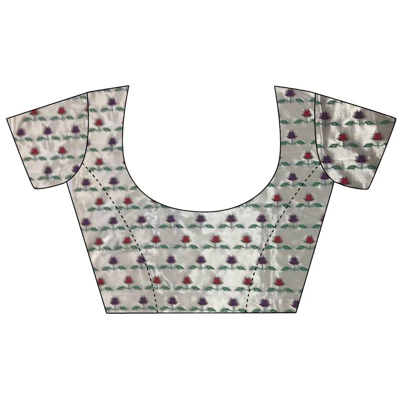 cream lichi silk blend floral ikkat motifs zari weaving paithani saree