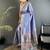 lavender lichi silk blend floral ikkat motifs zari weaving paithani saree