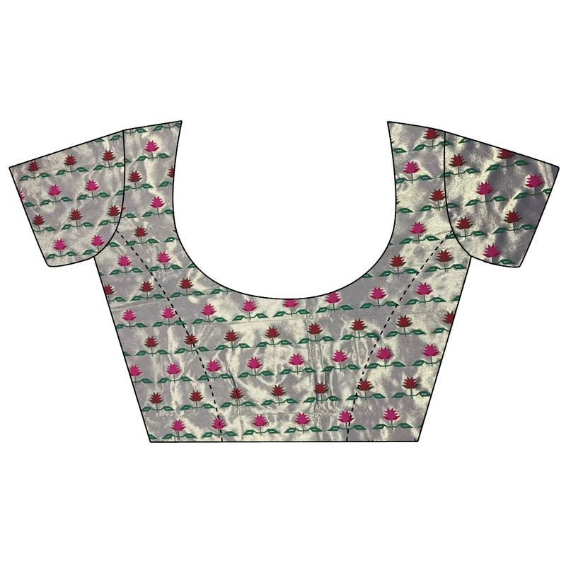 lavender lichi silk blend floral ikkat motifs zari weaving paithani saree