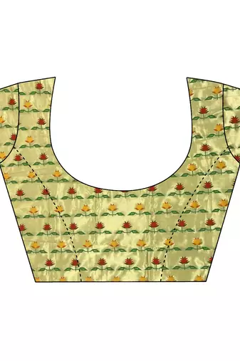 light yellow lichi silk blend floral ikkat motifs zari weaving paithani saree