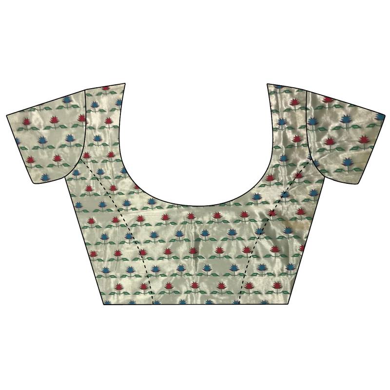 light green lichi silk blend floral ikkat motifs zari weaving paithani saree