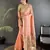 peach lichi silk blend floral ikkat motifs zari weaving paithani saree