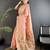 peach lichi silk blend floral ikkat motifs zari weaving paithani saree