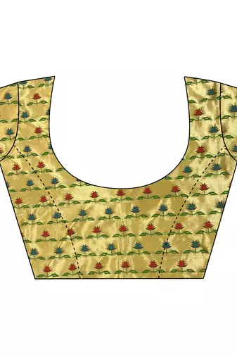 yellow lichi silk blend floral ikkat motifs zari weaving paithani saree