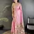 baby pink lichi silk blend floral ikkat motifs zari weaving paithani saree
