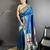 teal blue lichi silk blend parrot & floral woven design zari weaving paithani saree