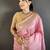 baby pink lichi silk blend floral ikkat motifs zari weaving paithani saree