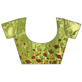 lime green lichi silk blend parrot & floral woven design zari weaving paithani saree 5