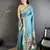 light blue lichi silk blend parrot & floral woven design zari weaving paithani saree