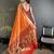 orange lichi silk blend floral motifs zari weaving paithani saree