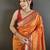 orange lichi silk blend floral motifs zari weaving paithani saree