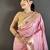 light pink lichi silk blend parrot & floral woven design zari weaving paithani saree
