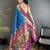 rama blue lichi silk blend floral motifs zari weaving paithani saree