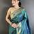 teal lichi silk blend parrot & floral woven design zari weaving paithani saree