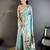 sky blue lichi silk blend parrot & floral woven design zari weaving paithani saree