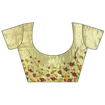 light yellow lichi silk blend parrot & floral woven design zari weaving paithani saree 5