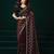Maroon net jaal pattern sequence embroidery thread work party wear saree