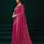 Rani pink net jaal pattern sequence embroidery thread work party wear saree