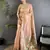 Coral pink tissue parrot & floral woven design paithani saree