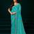 Turquoise net jaal pattern sequence embroidery thread work party wear saree