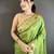 green lichi silk blend parrot & floral woven design zari weaving paithani saree