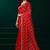Red net jaal pattern sequence embroidery thread work party wear saree