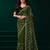 Green net jaal pattern sequence embroidery thread work party wear saree