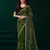 Green net jaal pattern sequence embroidery thread work party wear saree