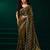 Mehandi green net jaal pattern sequence embroidery thread work party wear saree