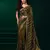 Mehandi green net jaal pattern sequence embroidery thread work party wear saree