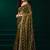 Mehandi green net jaal pattern sequence embroidery thread work party wear saree