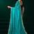 Turquoise blue net shimmering lines sequence embroidery party wear saree